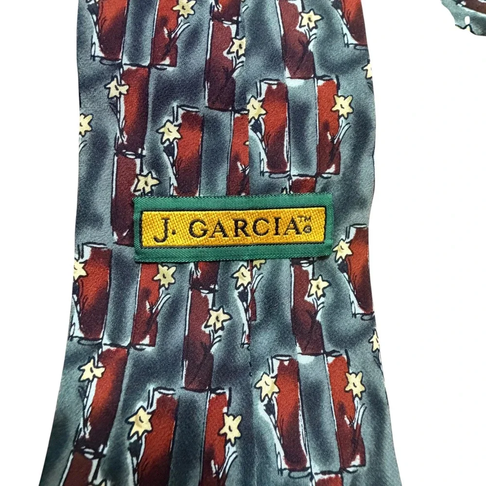 J. Garcia Mens Silk Tie‎ Collection Fifteen Tree Abstract Floral Blue Red Silk